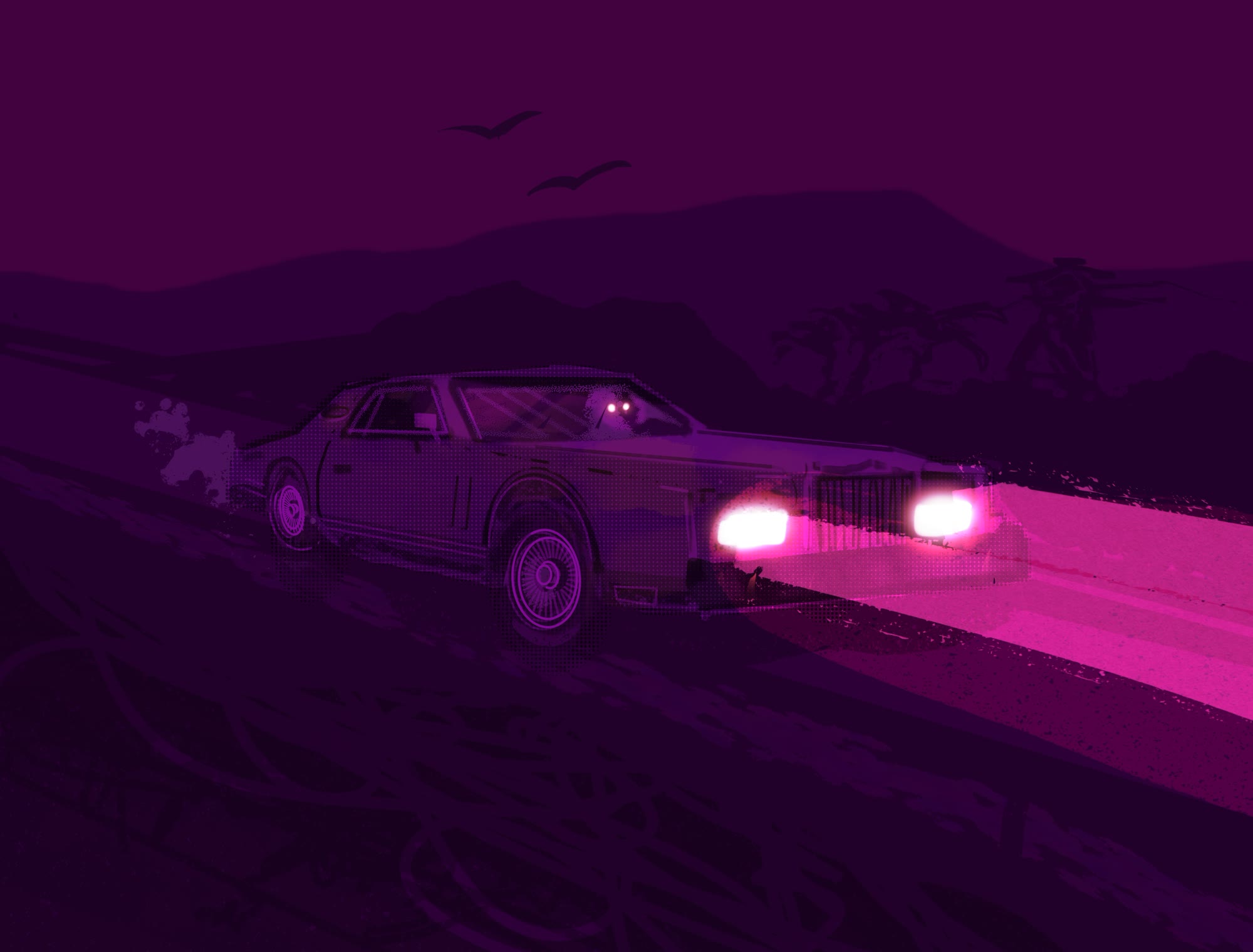 Yellow Gold Diamond Fire, the frame in deep magenta with the sun already down