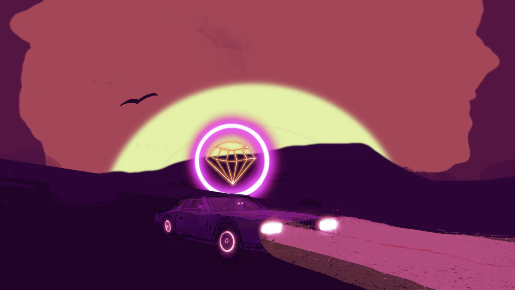 Yellow Gold Diamond Fire, the neon diamond ringed against the setting sun