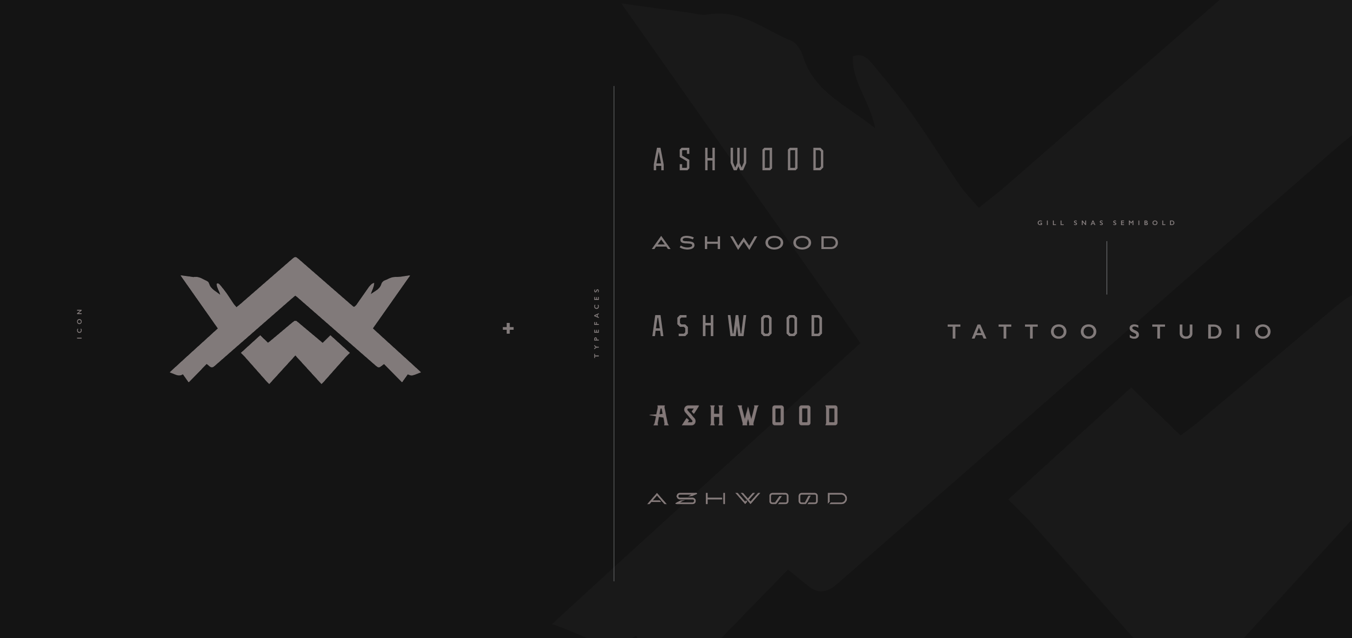 Ashwood Tattoo Studio — icon and typeface exploration system