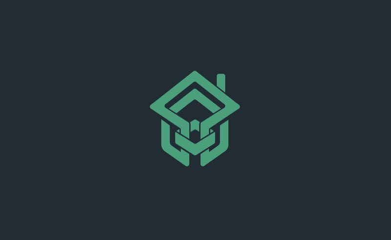 Homes on Chain logo in mint on charcoal
