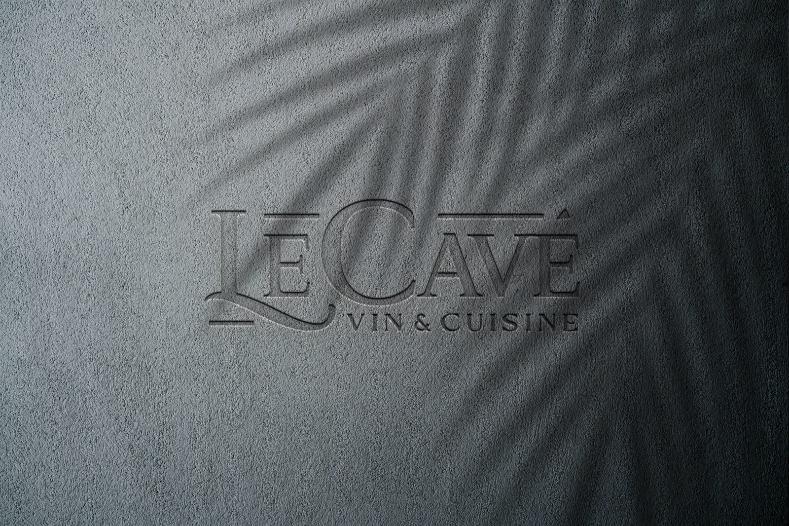 LeCave logo pressed into a textured surface