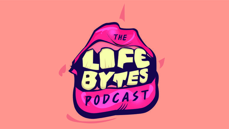 Life Bytes Podcast logo, bubble lettering