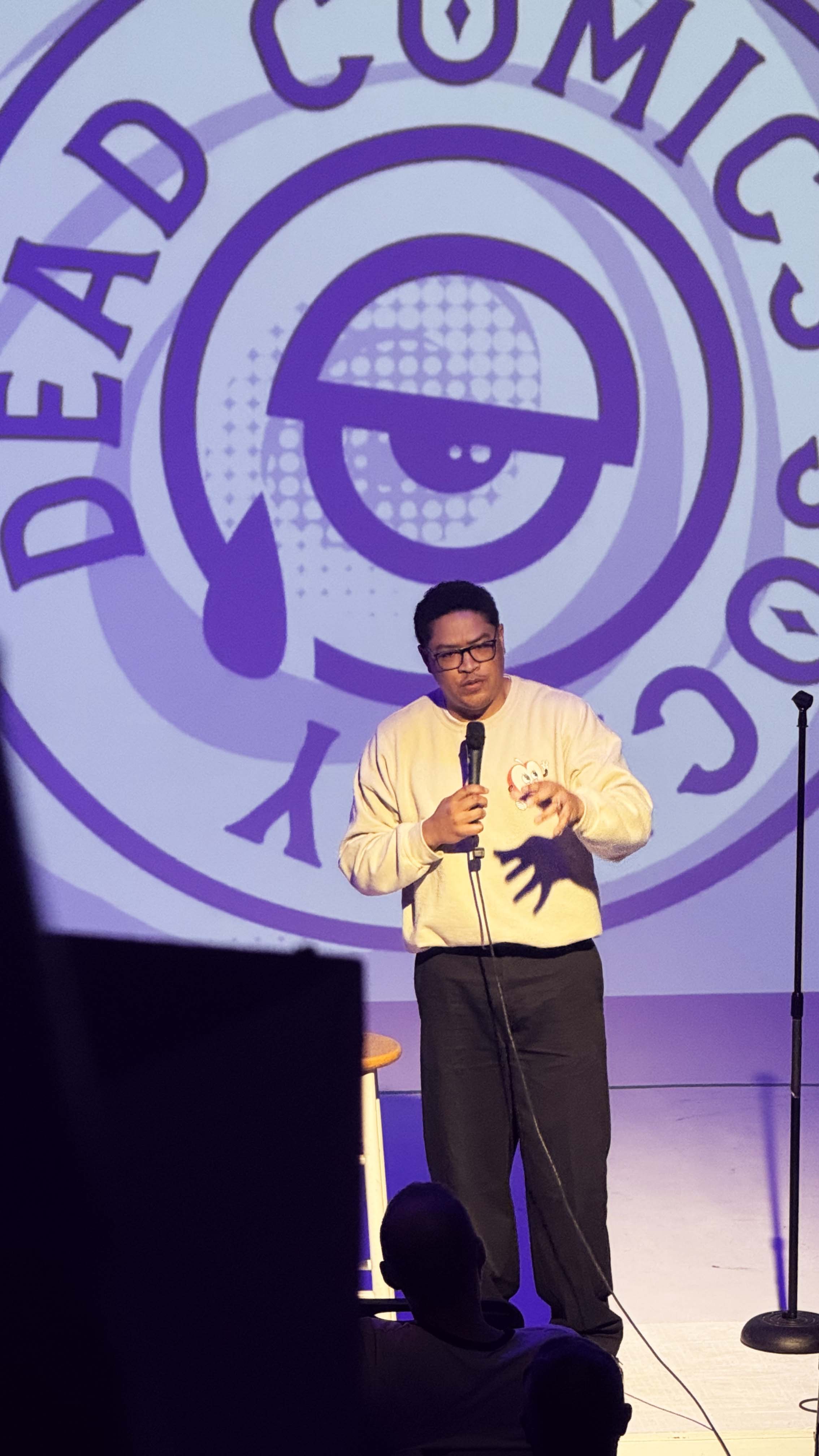 Comedian performing