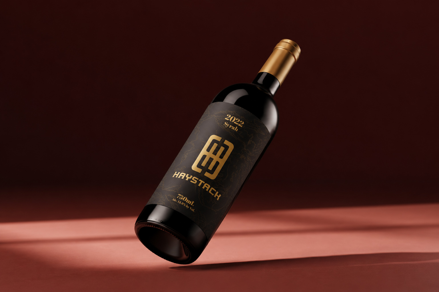 Haystack Syrah bottle with black and gold label