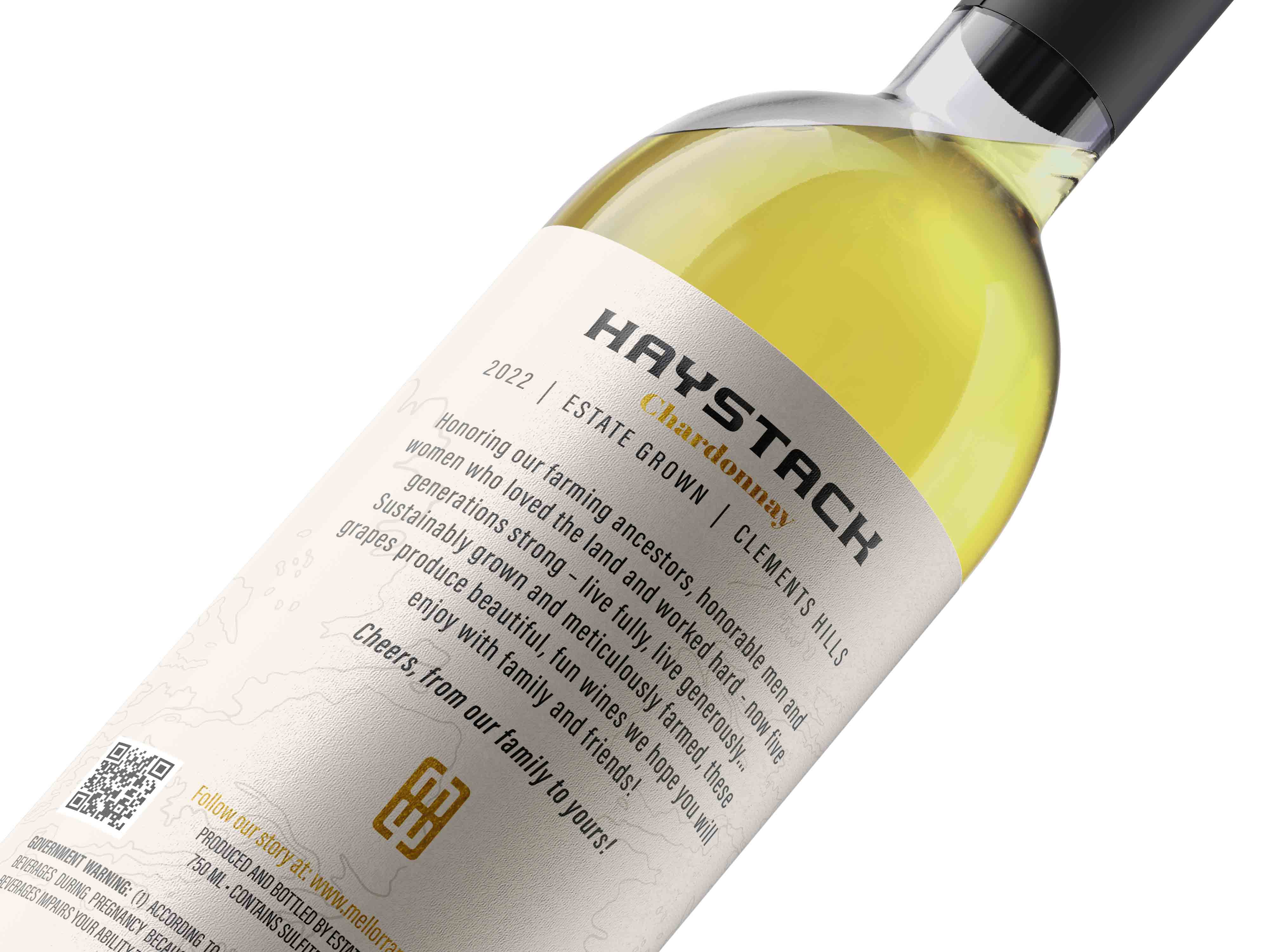 Haystack Chardonnay back label and brand story