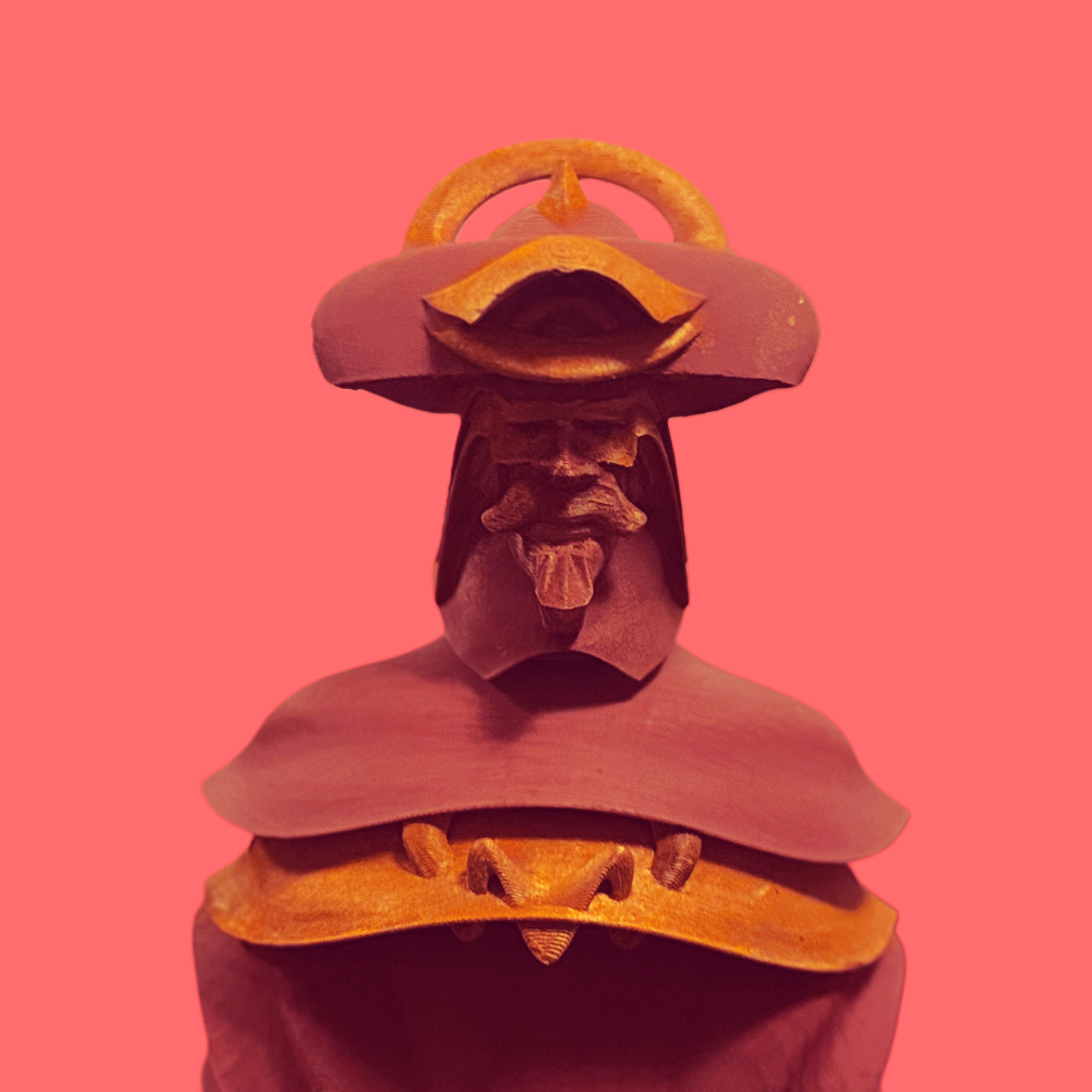 Carved samurai sculpture