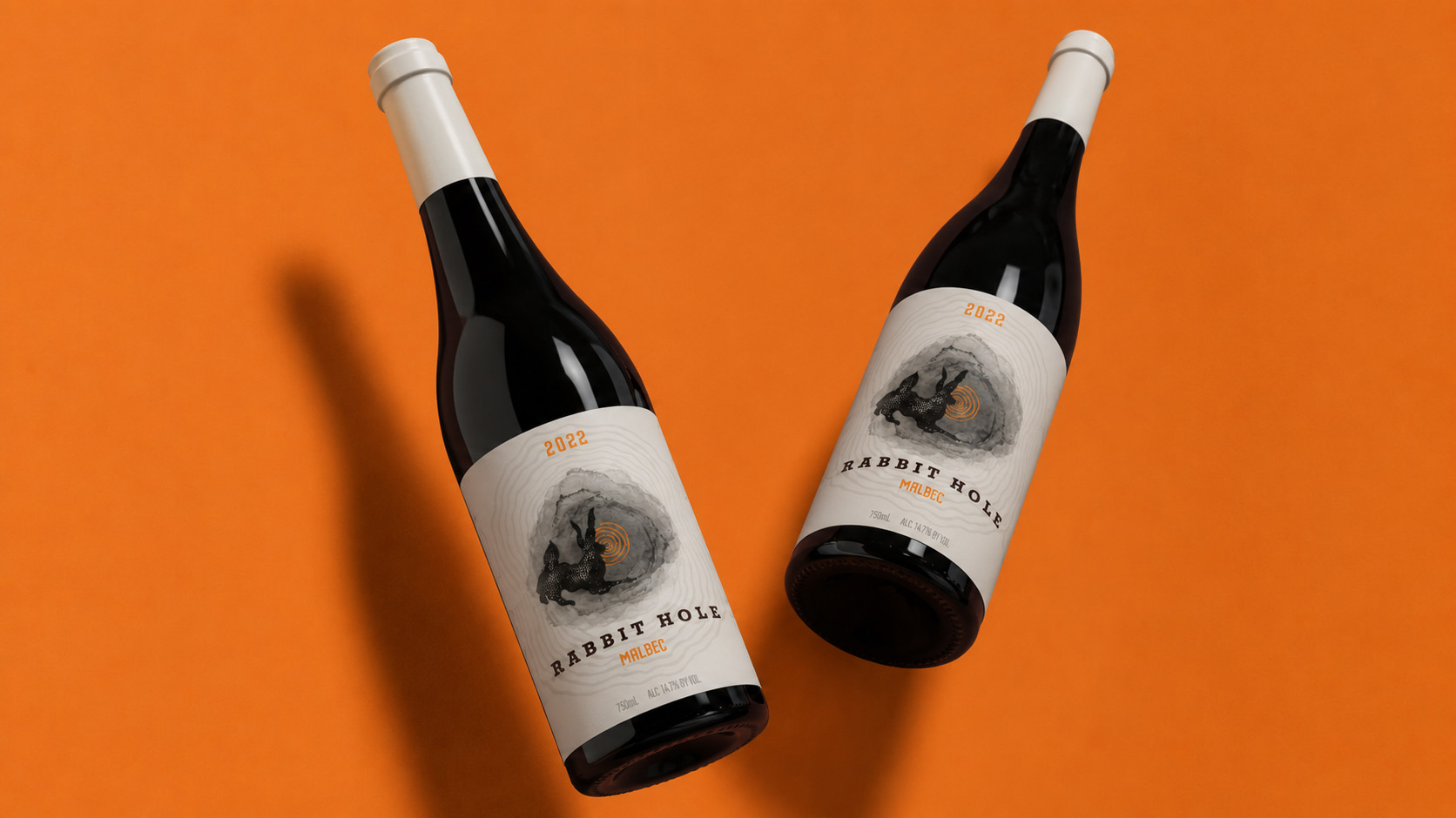Rabbit Hole Wines — two bottles on orange background