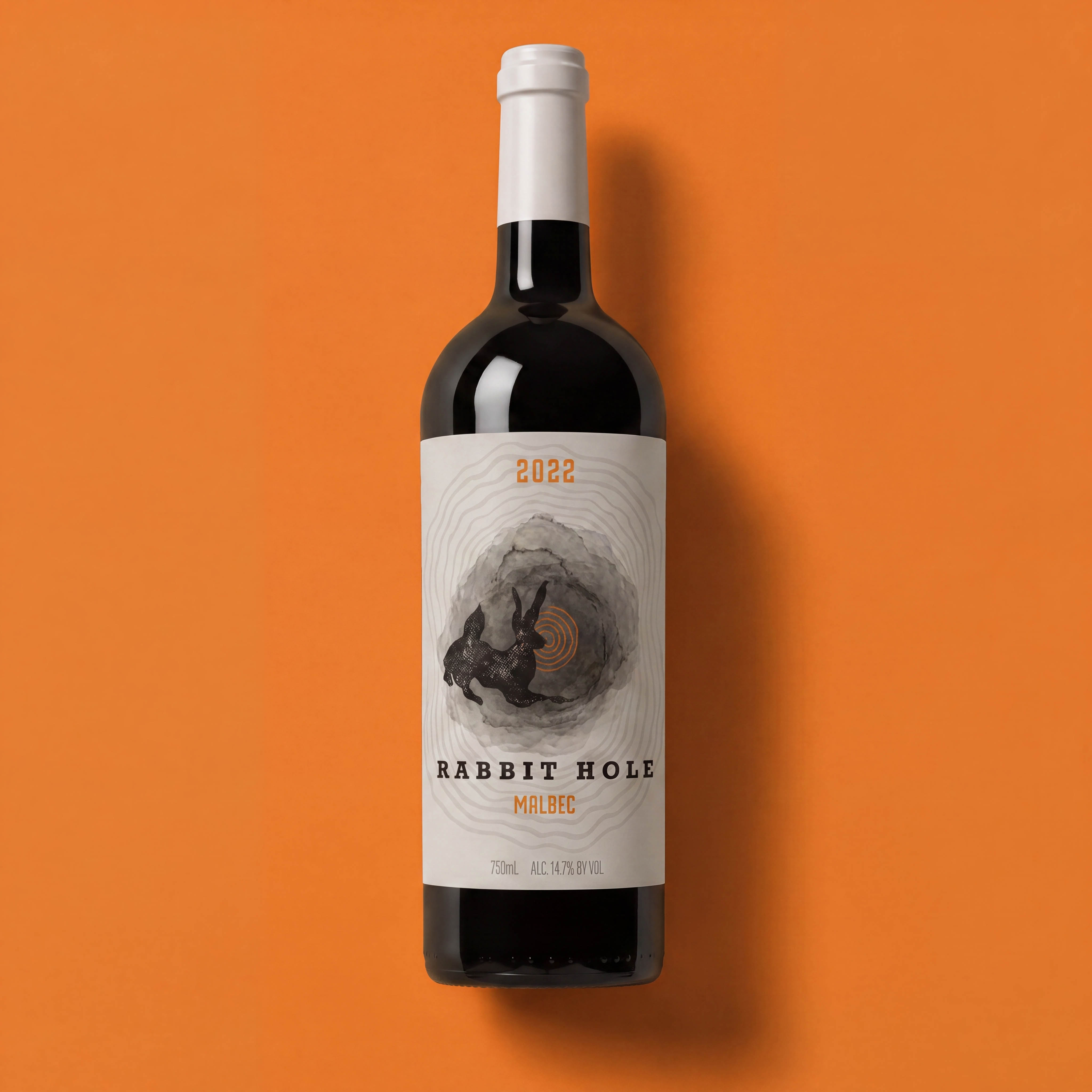 Rabbit Hole Wines — front and back label in vineyard at golden hour